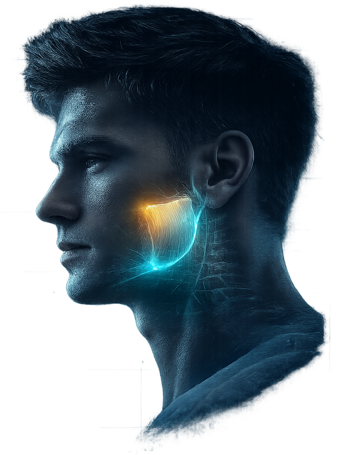 Blueprint male face with jawline geometry