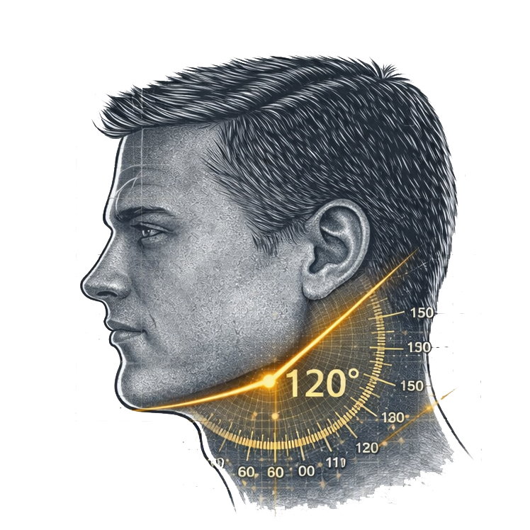 Blueprint male face with jawline geometry